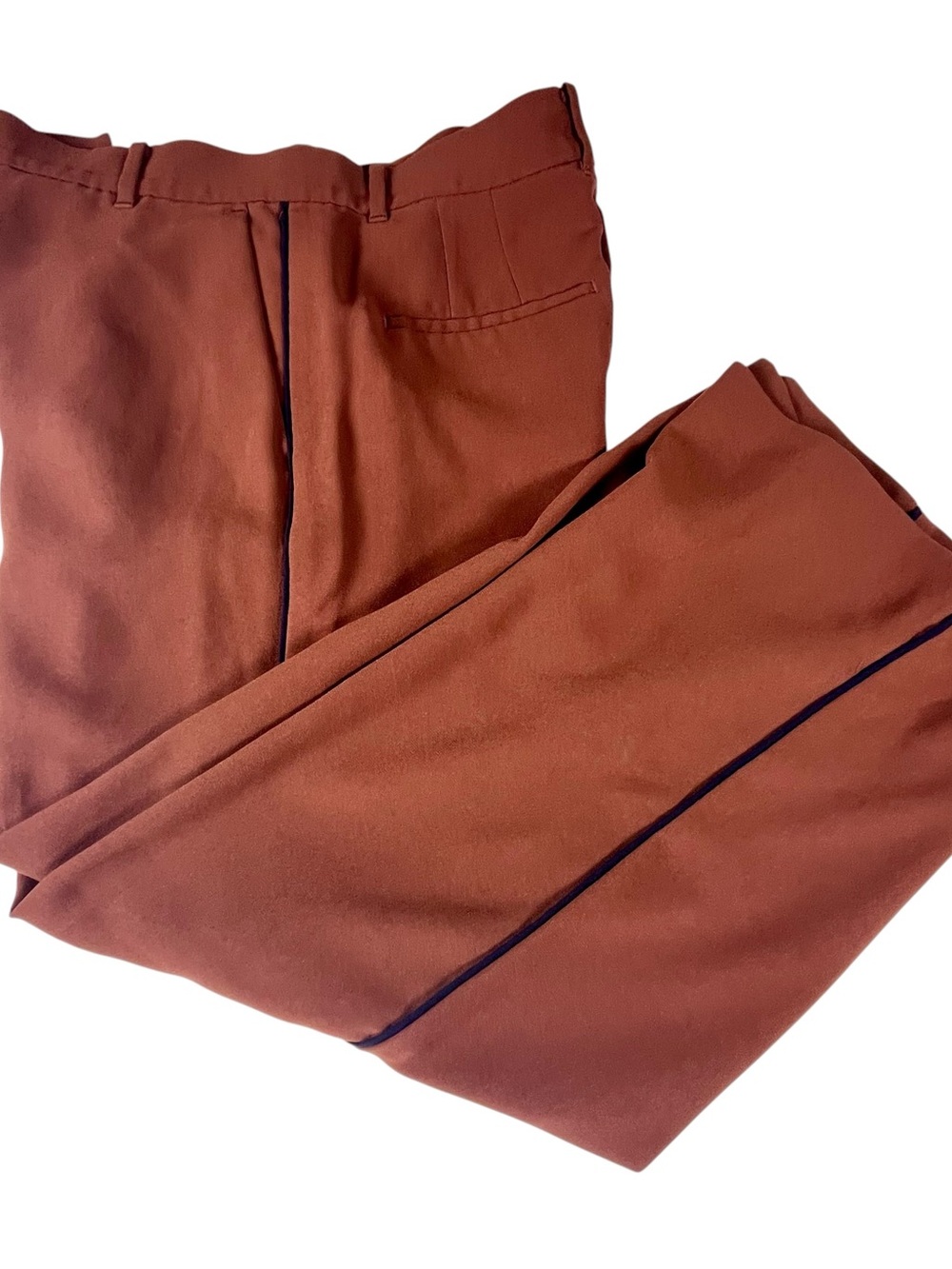 Ann Taylor Wide-Leg High-Rise Pants in Brown rust color with black trim sku 148 - Picture 6 of 12